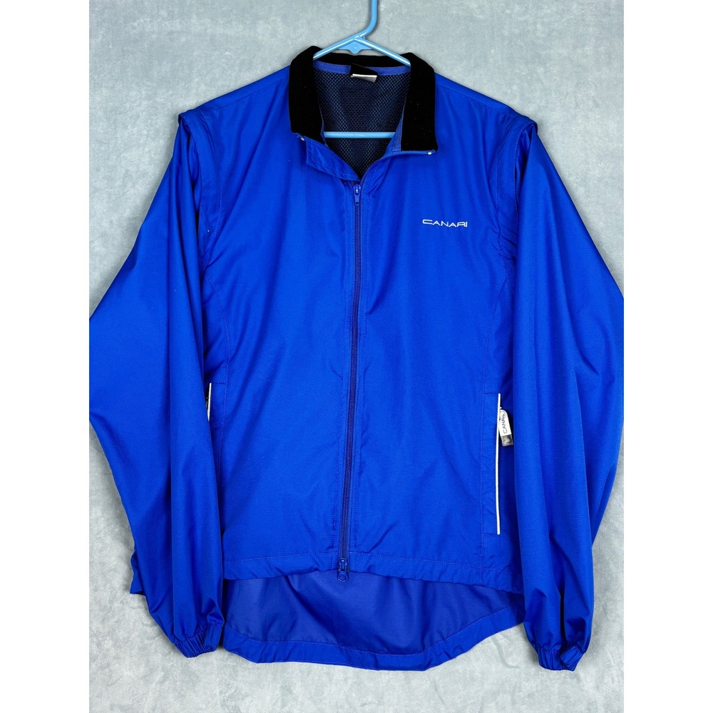 Canari Mens Cycling Jacket Blue Full Zip Windbreaker Mesh Lined Medium M